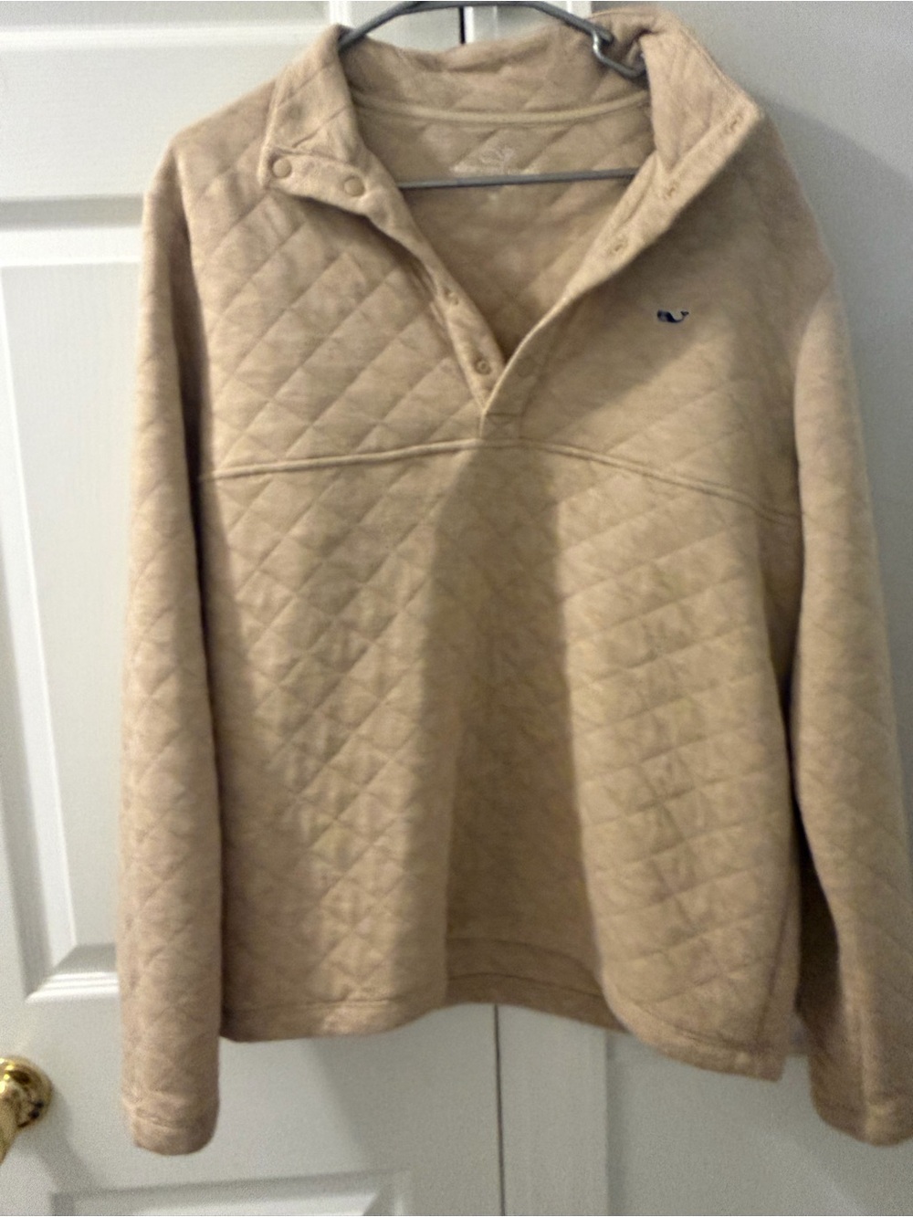 Vineyard Vines Quilted Zip-Up Pullover in Beige